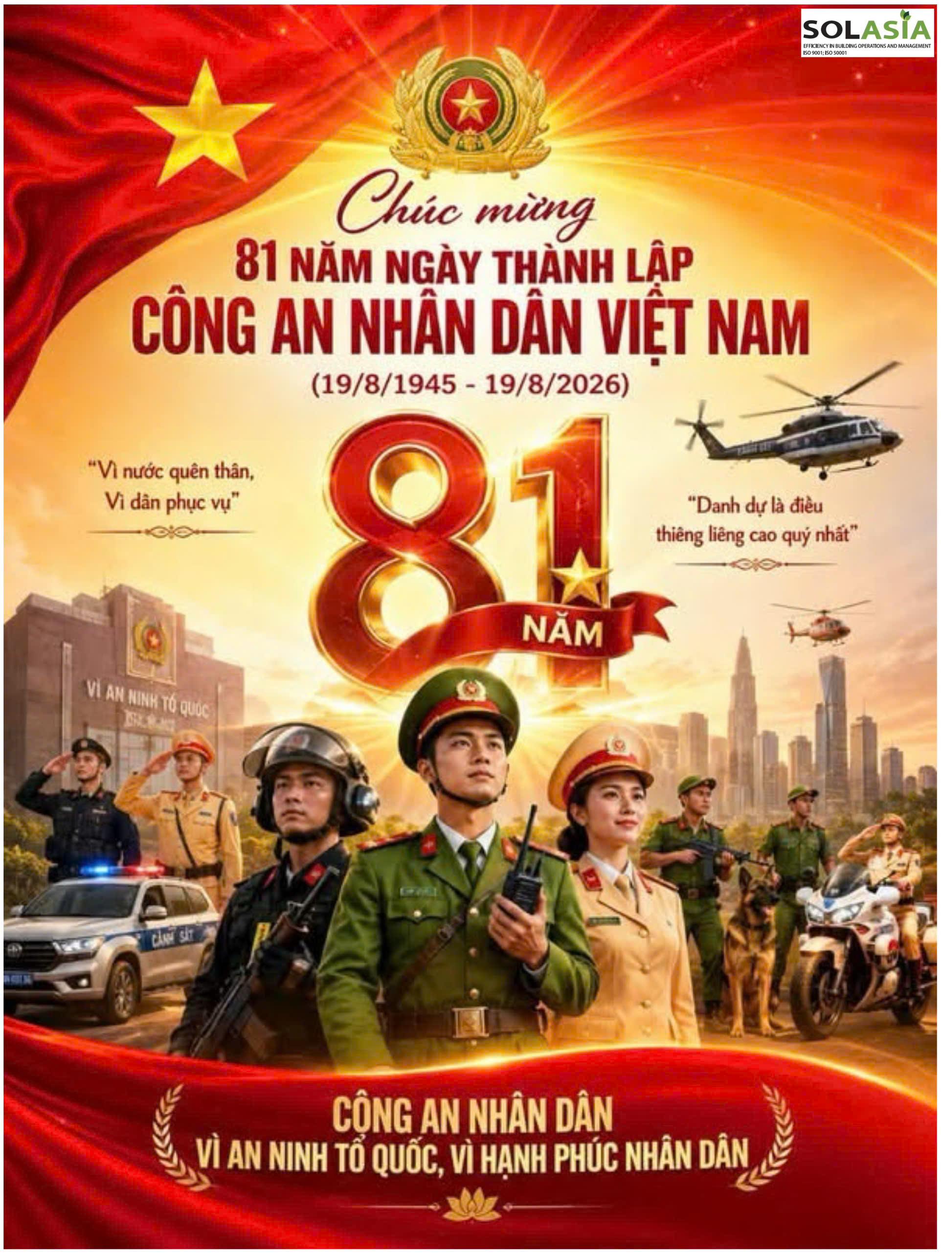 Chúc mừng 81 năm Ngảy truyền thống Công An NHân Dân VN